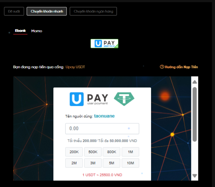 Nạp tiền rút tiền VNLoto 
